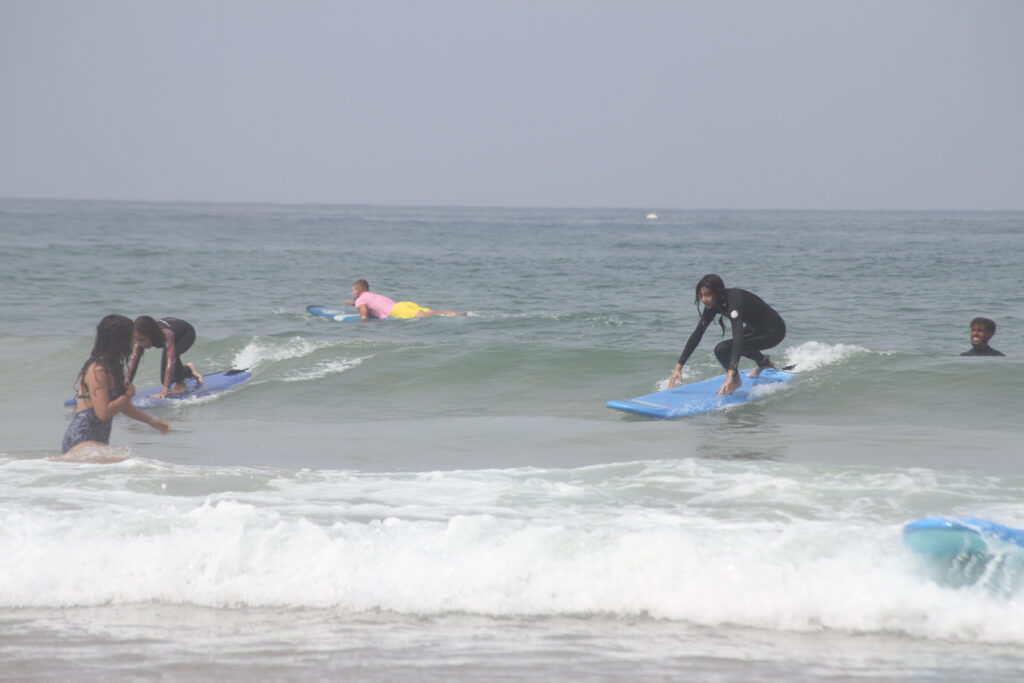 A girl surfer