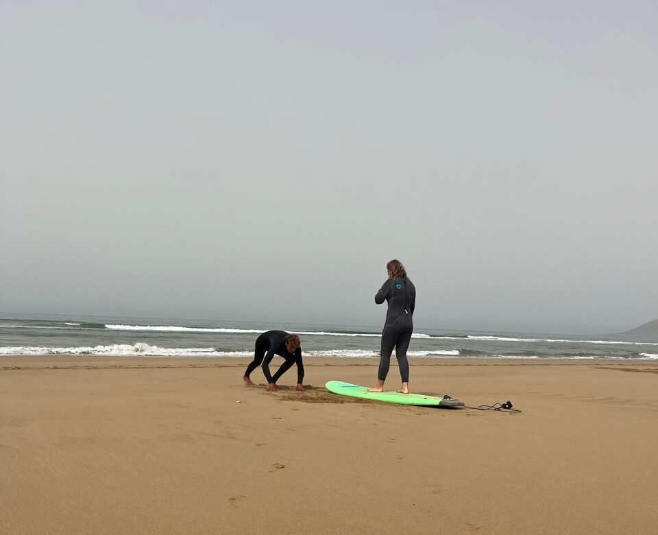 Practicing standing on the board