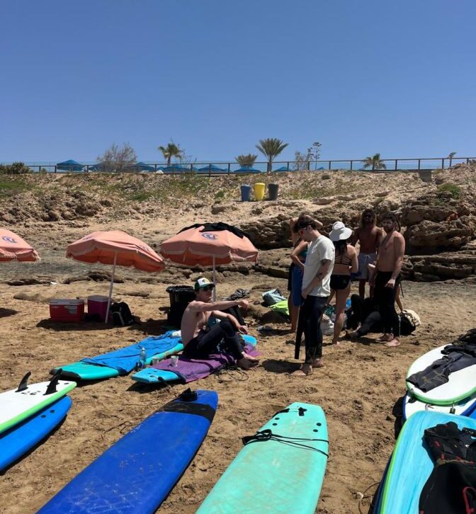 Our Surf hostel guests at the beach