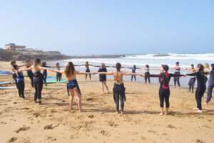 Surfing lesson on the beach by original Surf Morocco