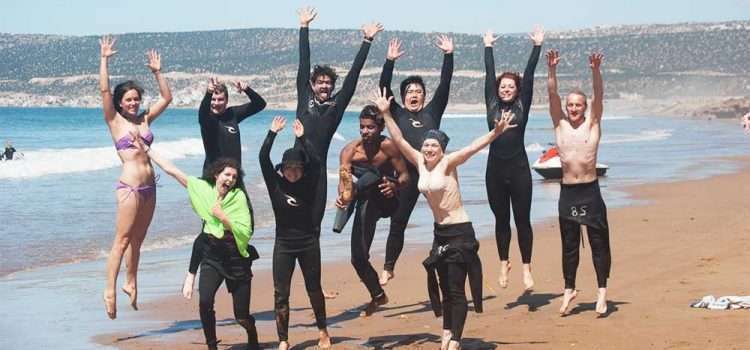 surf lesson in Tamraght beach with original surf morocco